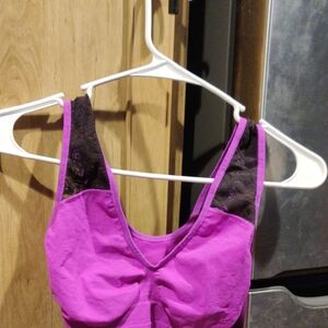 Hanes Purple Sports Bra with Ruched Detail
